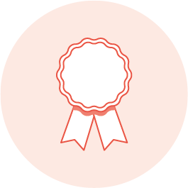 An Icon or a rosette ribbon for leading brands in orange